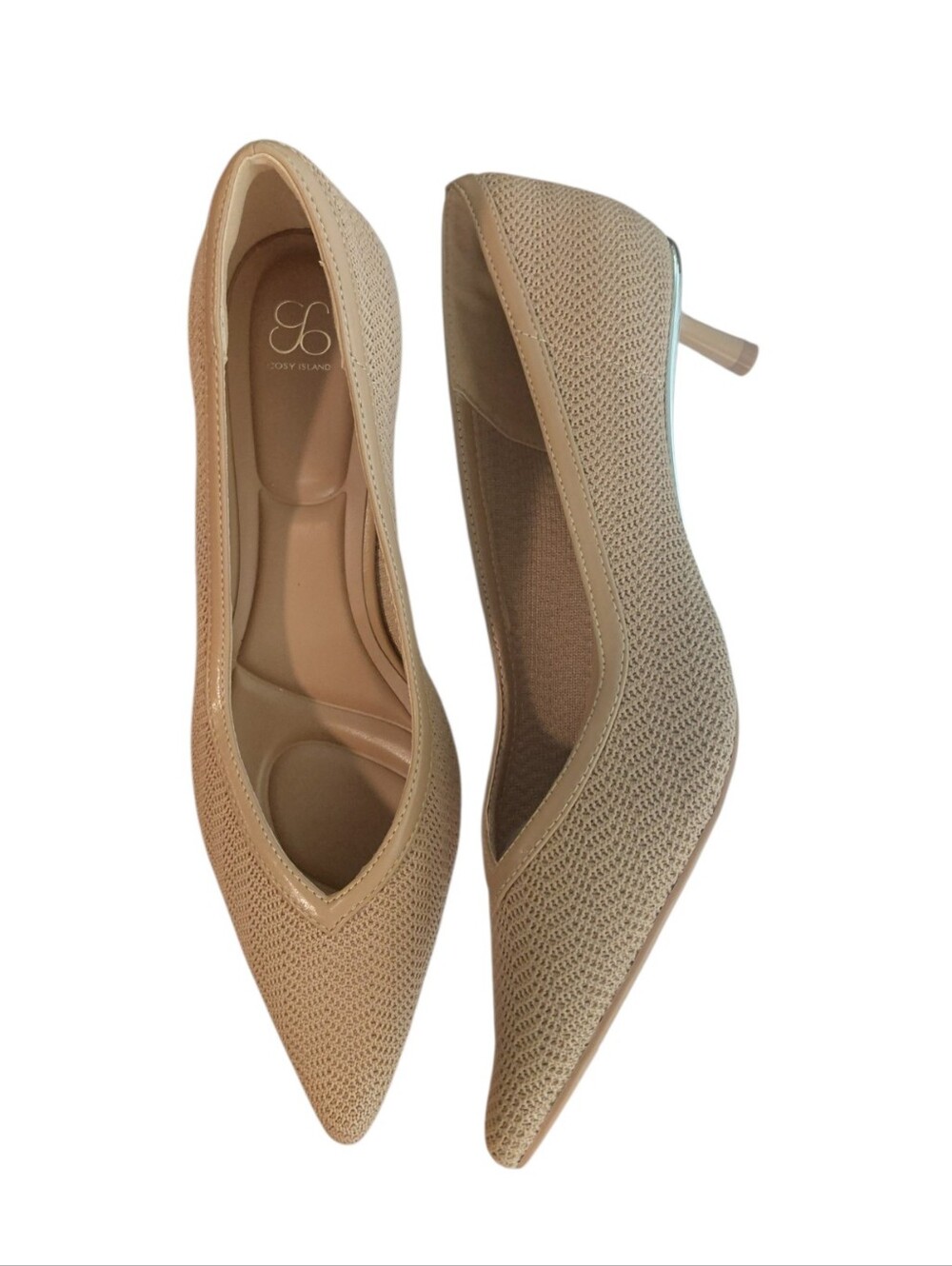 Cosy Island Soft Bounce Neutral Nude Pointed-Toe Kitten Heel Pumps Size 8.5